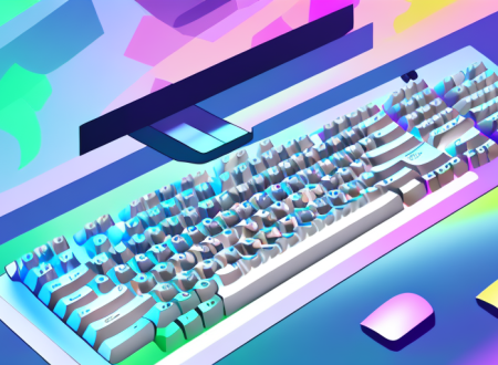 A gaming keyboard with a colorful