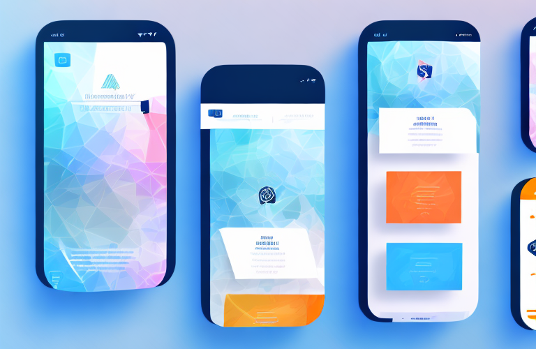 A mobile device with a colorful app interface on the screen
